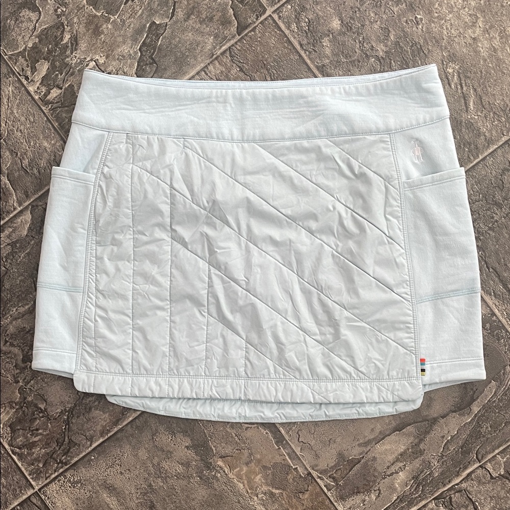 SMARTWOOL Quilted Merino Wool-Blend Skirt Light Turquoise Pockets Athleisure